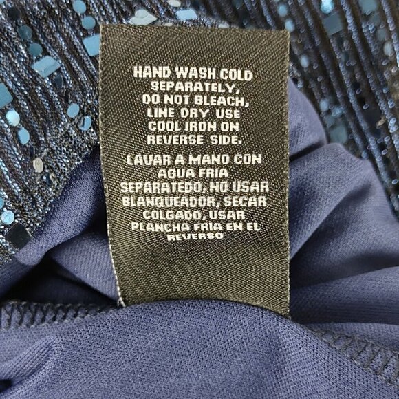 Leslie Fay Blue Sleeveless Double Keyhole Crew Neck Sequin Shirt Dress Size 8 - Picture 13 of 13